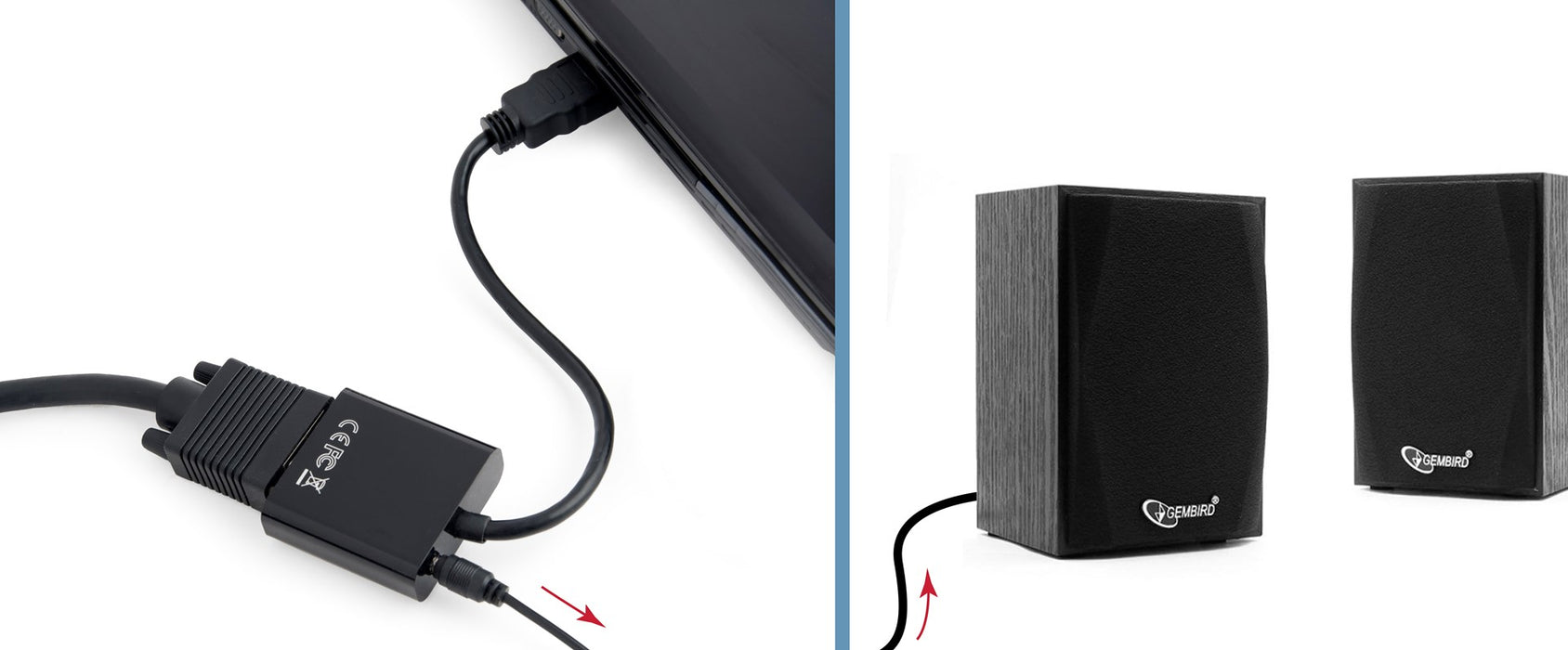 HDMI to VGA Adapter GEMBIRD A-HDMI-VGA-03 1080 px 60 Hz Black