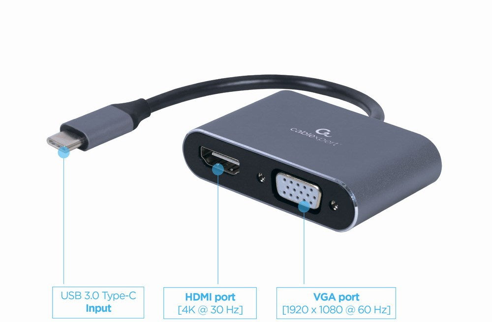 USB to VGA/HDMI Adapter GEMBIRD A-USB3C-HDMIVGA-01