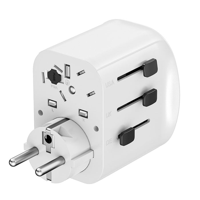 Gembird TPA-EU2A1C15-01-W Grounded universal travel power adapter, 15 W, white