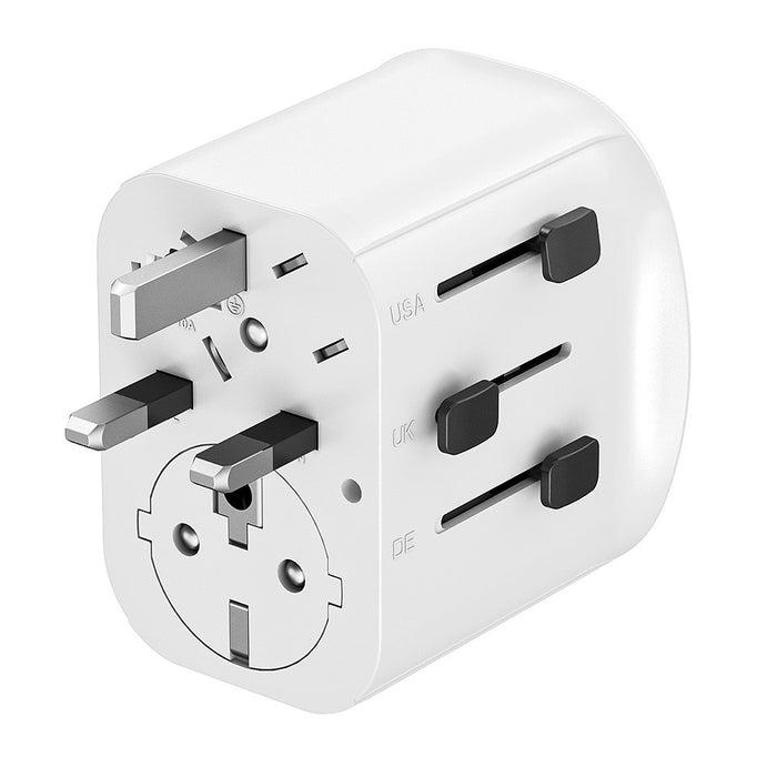 Gembird TPA-EU2A1C15-01-W Grounded universal travel power adapter, 15 W, white