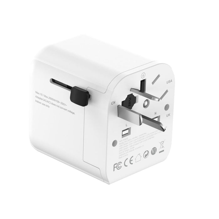 Gembird TPA-EU1A1C20-01-W Grounded universal travel power adapter, 20 W, white