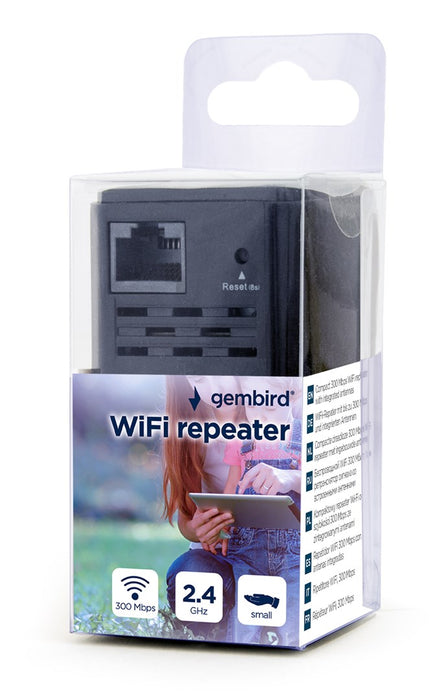 Gembird WNP-RP300-03-BK bridge/repeater Network repeater 300 Mbit/s Black