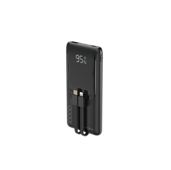 Gembird PB10-PD20-LCD-01 Fast charging power bank with integrated cables, 20W, 10000 mAh, black