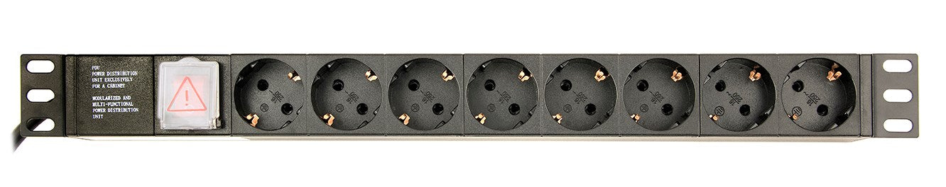EnerGenie EG-PDU-014 Rack Power Distribution Unit (8 Schuko sockets, 1U, 16A, Schuko plug, 3m, black color)