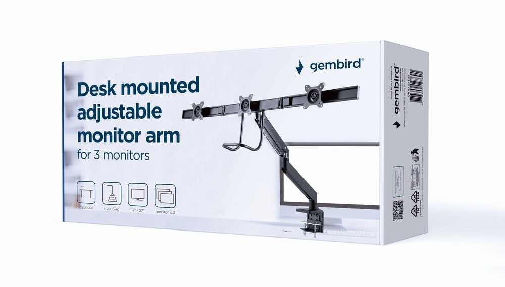 Gembird MA-DA3-03 monitor mount / stand 68.6 cm (27") Desk Black