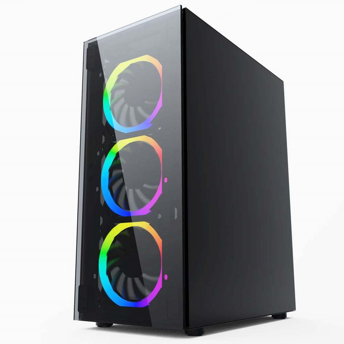 Gembird CCC-FC-1500RGB computer case Midi Tower Black, Transparent