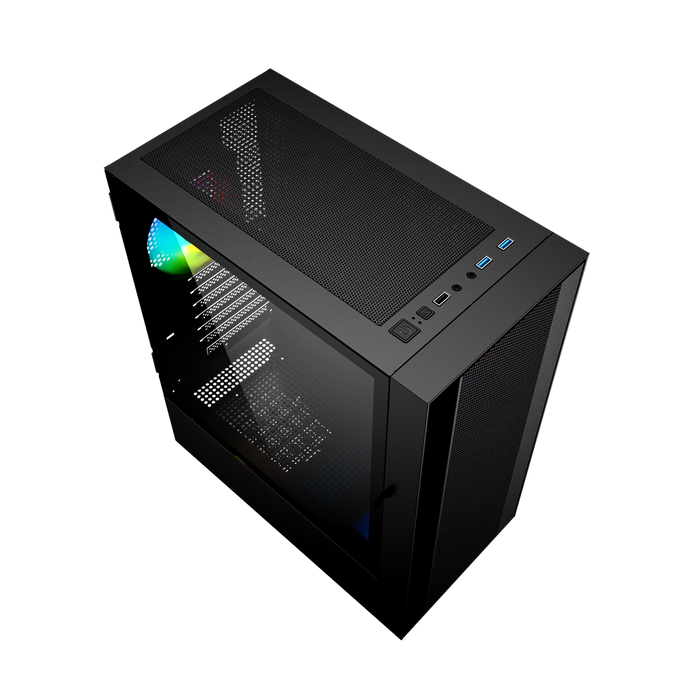 Gembird Fornax 4000 ARGB gaming ATX computer case, Midi Tower, backlight, Black
