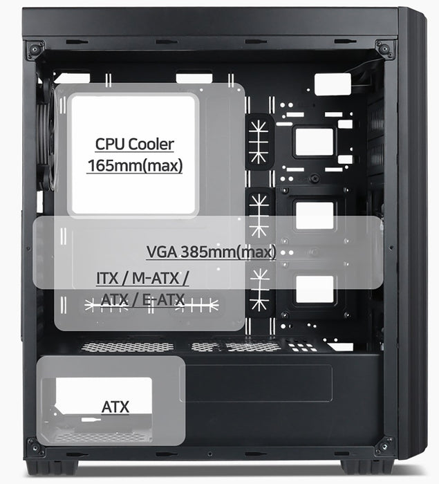Gembird Fornax K500 ATX computer case, Midi Tower, Black