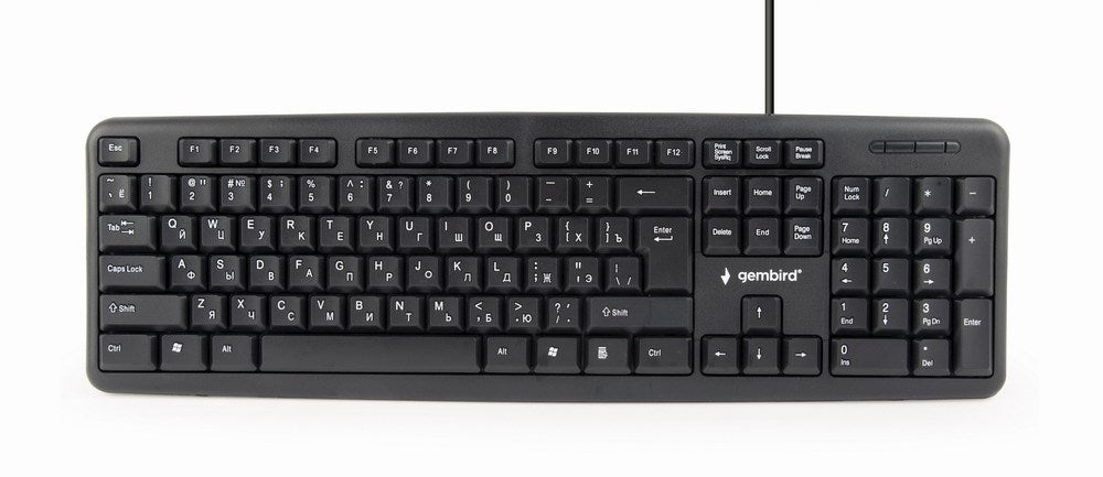 Gembird KB-U-103-RU keyboard Office USB QWERTY English, Russian Black