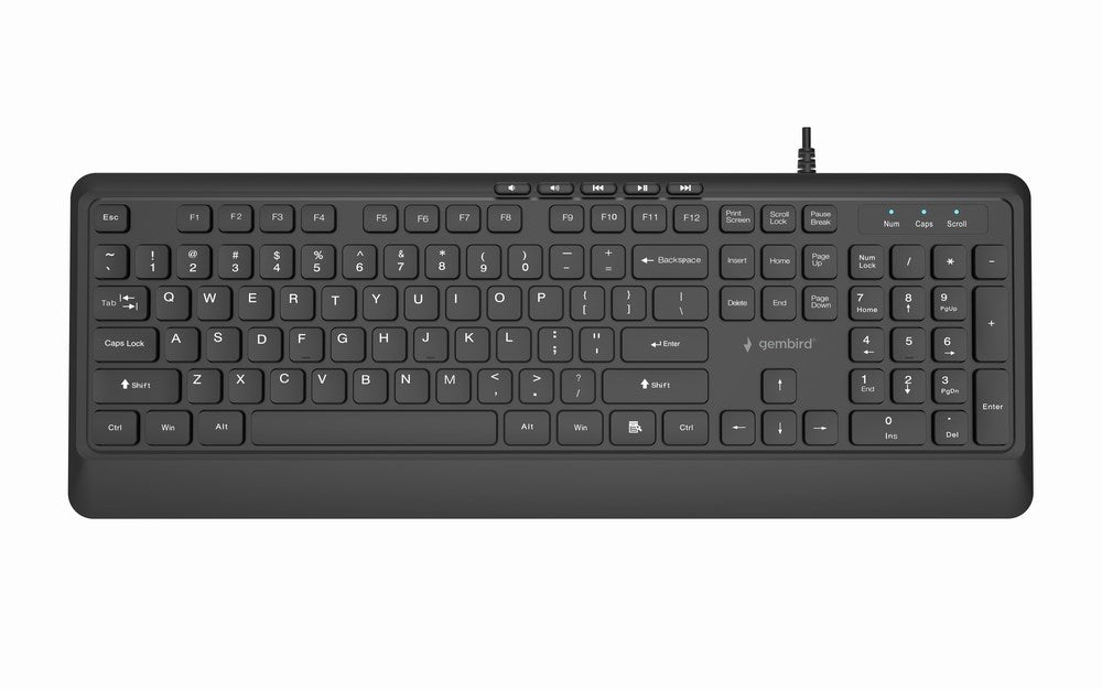 Gembird KB-MCH-05 Slim wired multimedia keyboard, black, US layout