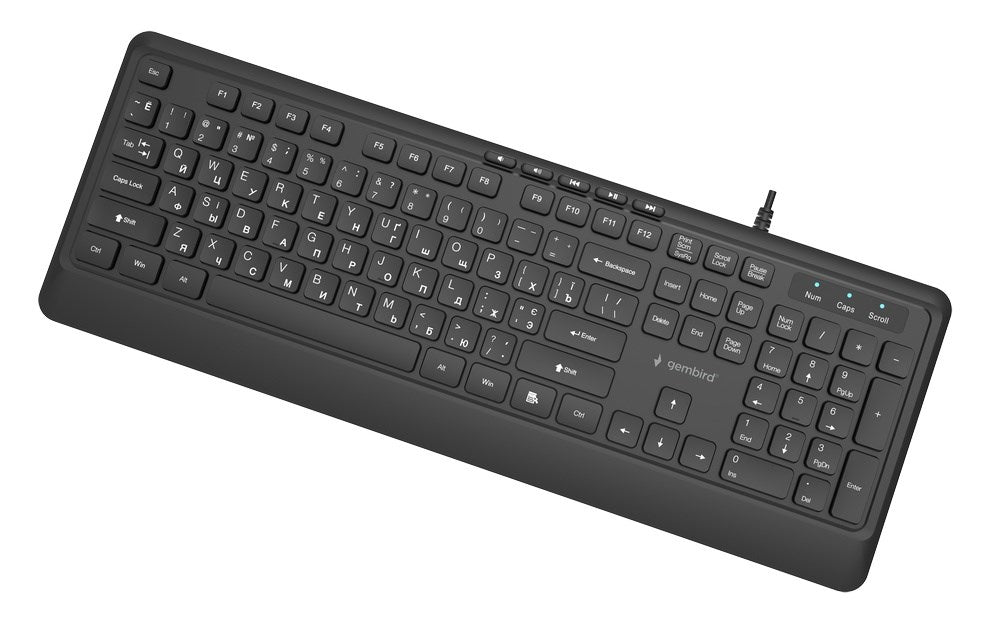 Gembird KB-MCH-05-CYRL Slim wired multimedia keyboard, black, RU layout