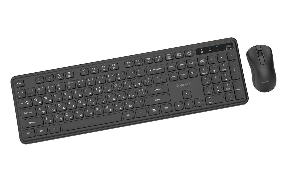 Gembird KBS-WPS-01-W Slim Pro Business wireless desktop set, black, RU layout