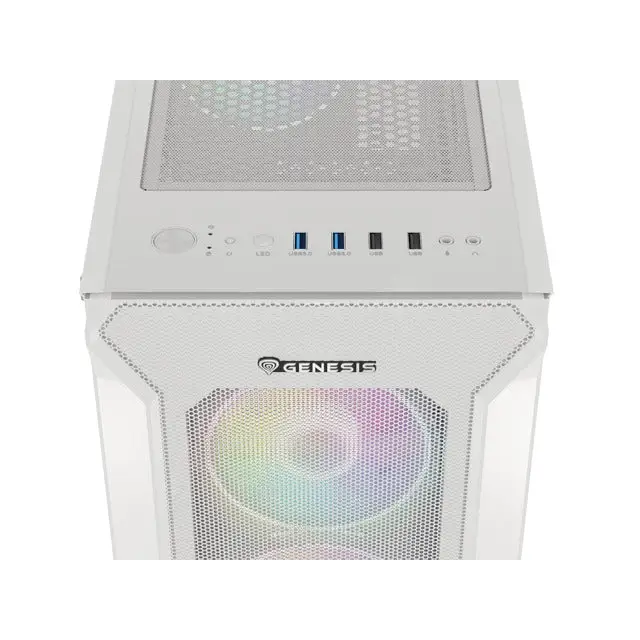 Genesis Gaming PC Case IRID 505 ARGB V2 Midi Tower Window White - Кутии и охлаждания<<<GENESIS компютърна