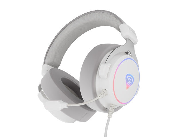 Genesis Headset Neon 764 with microphone RGB illumination USB White - Слушалки<<<GENESIS компютърна