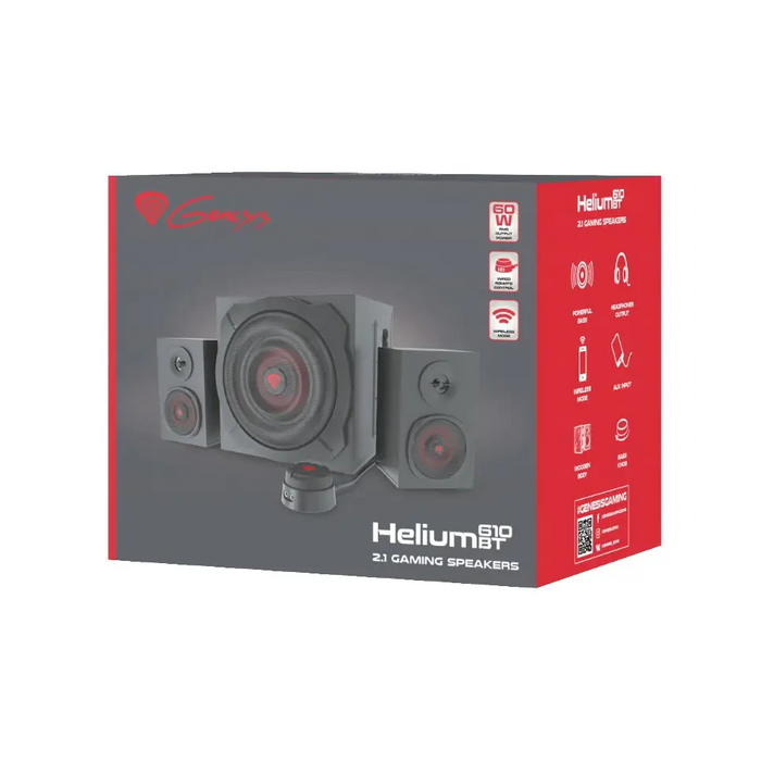 GENESIS Helium 610BT speaker set 60 W PC/Laptop Black Red 2.1 channels 2-way 30 W Bluetooth