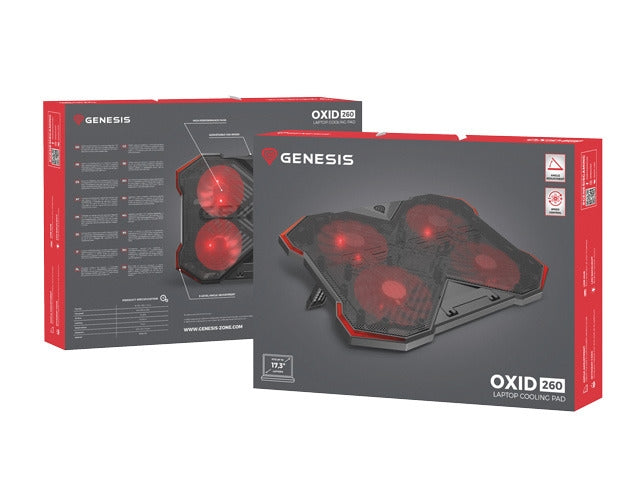 Genesis Laptop Cooling Pad Oxid 260 15.6-17.3 4 Fans Led Light 2 Usb - Кутии и охлаждания<<<GENESIS компютърна