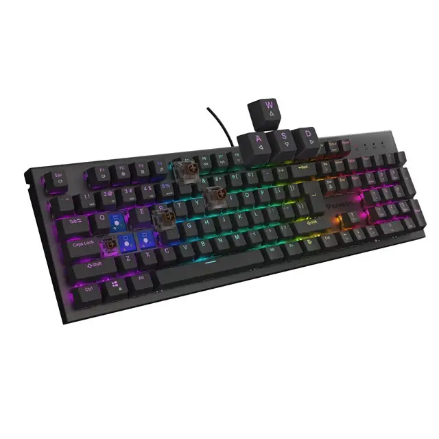Genesis Mechanical Gaming Keyboard Thor 303 RGB Backlight Brown Switch US Layout Black - Клавиатури<<<GENESIS