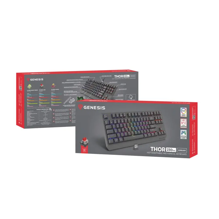 GENESIS Thor 230 TKL keyboard Gaming USB + RF Wireless + Bluetooth QWERTY Black
