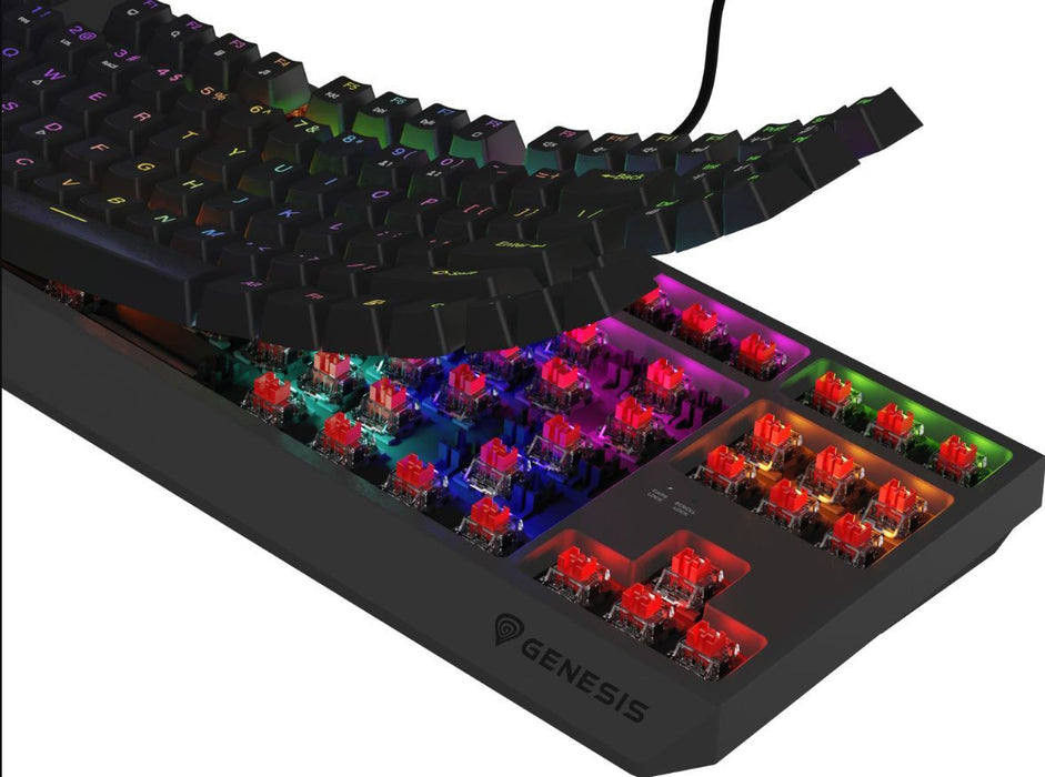 Genesis Gaming Keyboard Thor 230 TKL Lite US Rainbow Mechanical Outemu Red Black Hot Swap