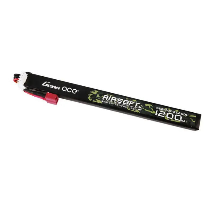 Gens Ace 25C 1200mAh 3S1P 11.1V Airsoft Gun Lipo Battery with T Plug Long size - Lithium and NiMH<<<Batteries<<<RC