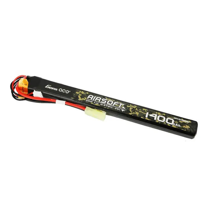 Gens ace 25C 1400mAh 3S1P 11.1V Airsoft Gun Lipo Battery with mini Tamiya Plug Connector - Lithium