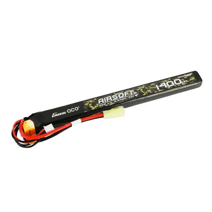 Gens ace 25C 1400mAh 3S1P 11.1V Airsoft Gun Lipo Battery with mini Tamiya Plug Connector - Lithium