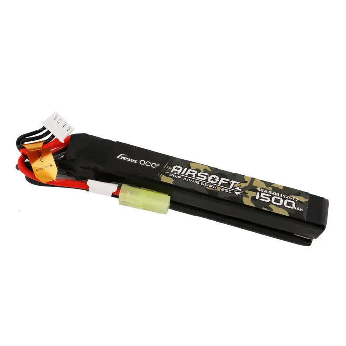 Gens ace 25C 1500mAh 3S1P 11.1V Nunchuck 2X Airsoft Gun Lipo Battery with mini Tamiya Plug - Lithium