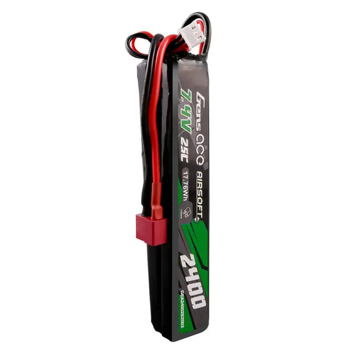 Gens ace 25C 2400mAh 2S2P 7.4V Saddle Airsoft Gun Lipo Battery with Mini Deans(T) Plug - Lithium