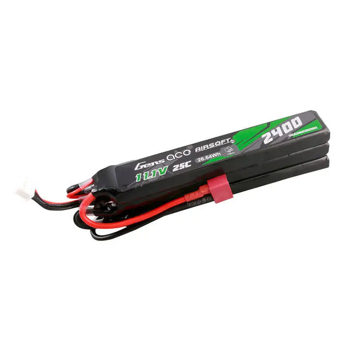 Gens ace 25C 2400mAh 3S2P 11.1V NUNCHUCK 3X Airsoft Gun Lipo Battery with Deans(T) Plug - Lithium