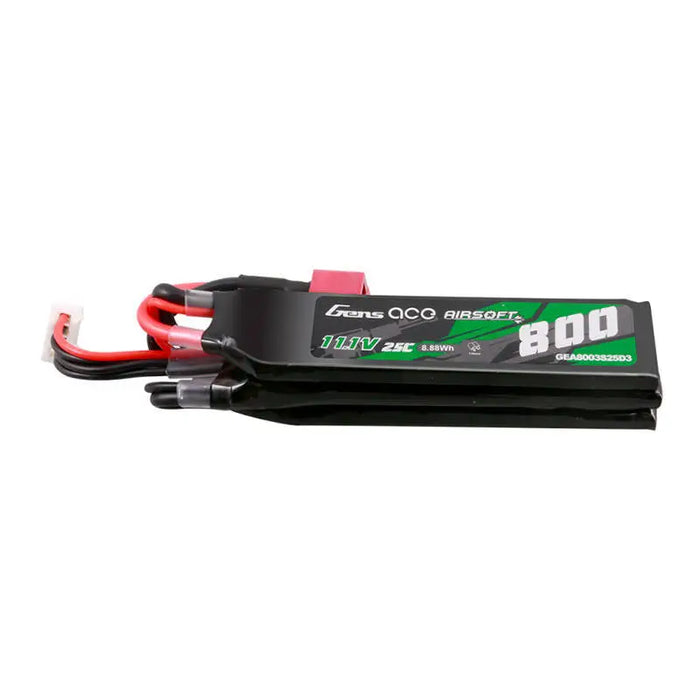Gens ace 25C 800mAh 3S1P 11.1V NUNCHUCK 3X Airsoft Gun Lipo Battery with Deans(T) Plug - Lithium