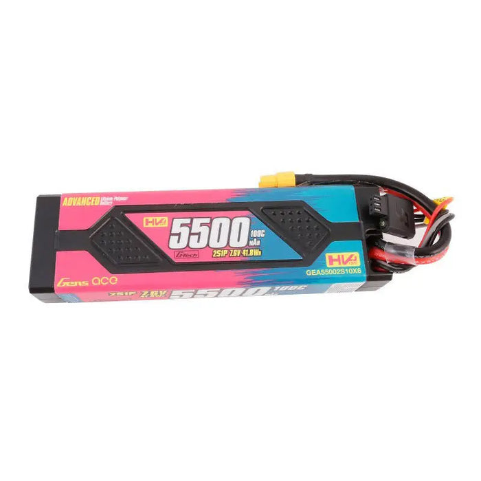 Gens ace Advanced 5500mAh 7.6V 100C 2S1P HardCase Lipo Battery Pack with XT60 - Lithium and NiMH<<<Batteries<<<RC