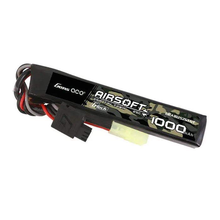 Gens ace G-Tech 25C 1000mAh 2S1P 7.4V Airsoft Gun Lipo Battery with mini Tamiya Plug - Lithium