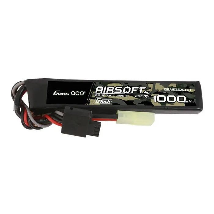 Gens ace G-Tech 25C 1000mAh 2S1P 7.4V Airsoft Gun Lipo Battery with mini Tamiya Plug - Lithium