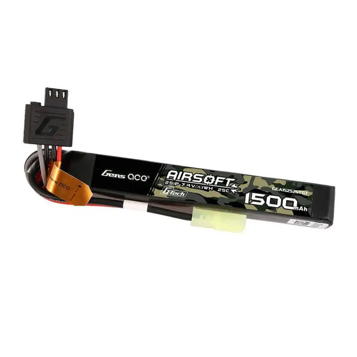 Gens ace G-Tech 25C 1500mAh 2S1P 7.4V Airsoft Gun Lipo Battery with mini Tamiya Plug - Lithium