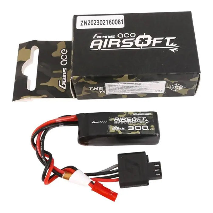 Gens ace G-Tech 35C 300mAh 2S1P 7.4V Airsoft Gun Lipo Battery with JST-SYP Plug - Lithium and NiMH<<<Batteries<<<RC