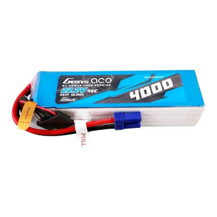 Gens ace G-Tech 4000mAh 22.2V 45C 6S1P Lipo Battery Pack with EC5 plug - Lithium and NiMH<<<Batteries<<<RC