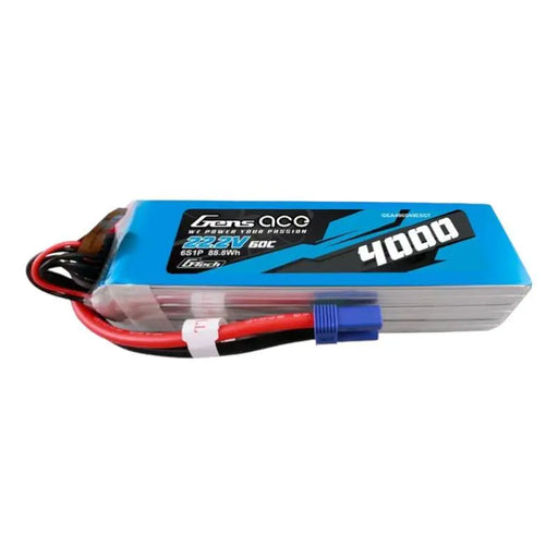Gens ace G-Tech 4000mAh 22.2V 60C 6S1P Lipo Battery Pack with EC5 Plug - Lithium and NiMH<<<Batteries<<<RC