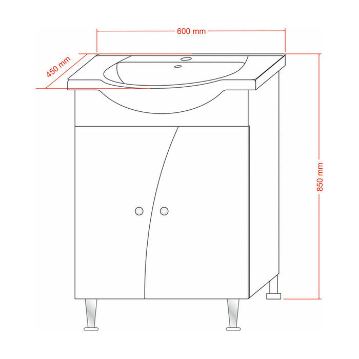 BATHROOM CABINET WITH WASHBASIN GERA FLORENCE 60