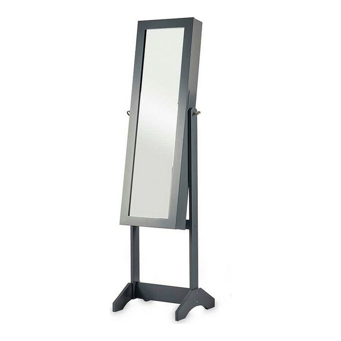 Free standing mirror Gift Decor Grey Cloth Crystal MDF MDF Wood 36 x 140 x 36,5 cm Rectangular Jewellery Stand