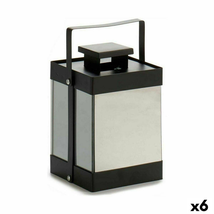 LED Lantern Gift Decor Black 12,5 x 18,5 x 12,5 cm Mirror (6 Units)