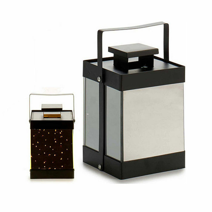 LED Lantern Gift Decor Black 12,5 x 18,5 x 12,5 cm Mirror (6 Units)
