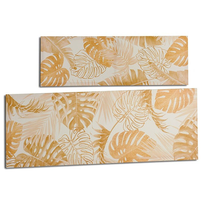 Canvas Gift Decor Golden Leaf of a plant 90 x 30 x 1,5 cm (12 Units)