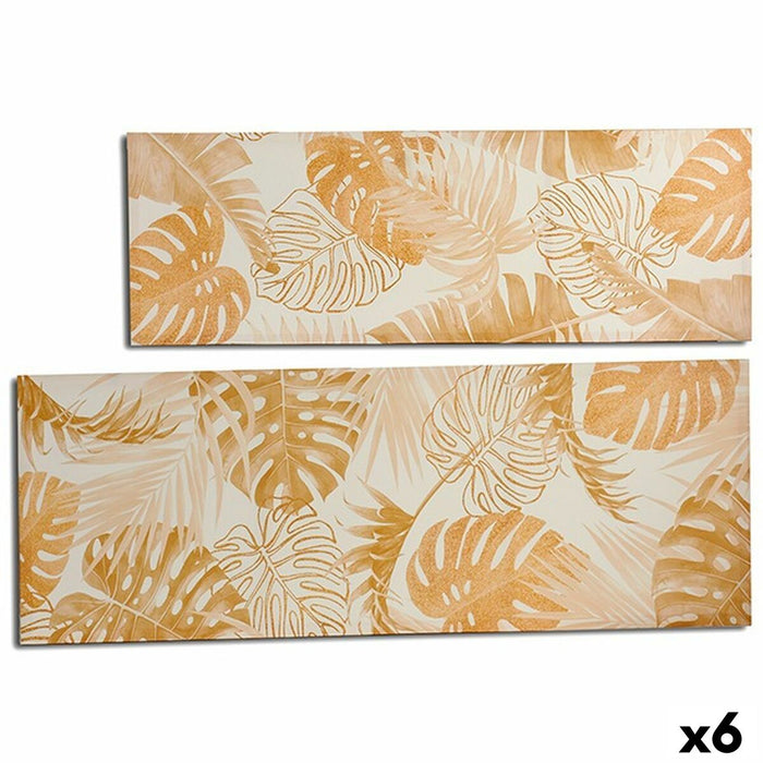 Canvas Gift Decor Golden Leaf of a plant 135 x 45 x 1,5 cm (6 Units)