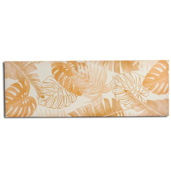 Canvas Gift Decor Golden Leaf of a plant 135 x 45 x 1,5 cm (6 Units)