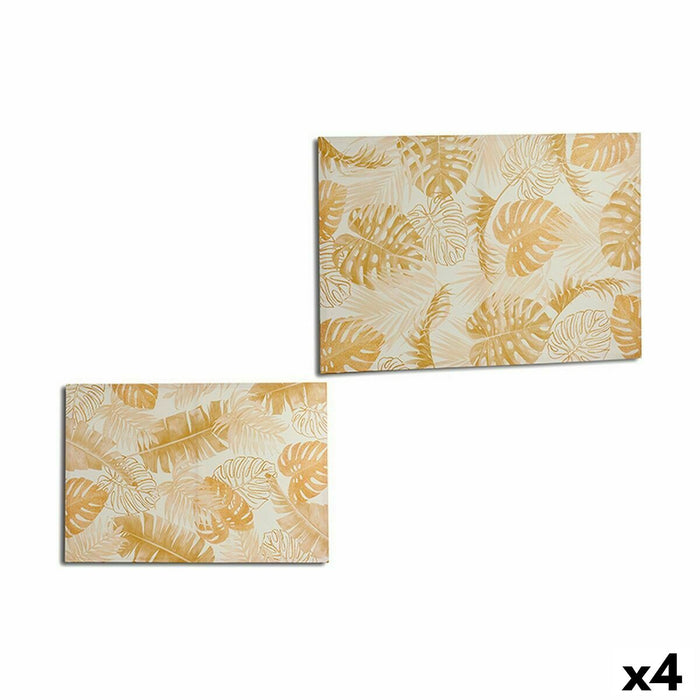 Canvas Gift Decor Golden Leaf of a plant 120 x 80 x 2,5 cm (4 Units)