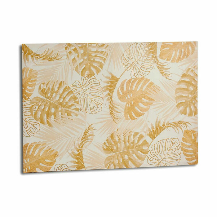 Canvas Gift Decor Golden Leaf of a plant 120 x 80 x 2,5 cm (4 Units)