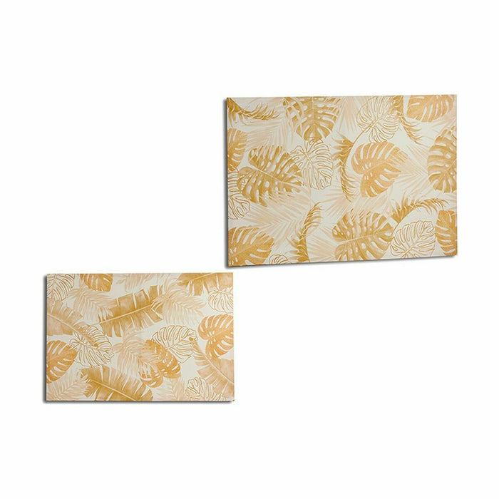 Canvas Gift Decor Golden Leaf of a plant 120 x 80 x 2,5 cm (4 Units)