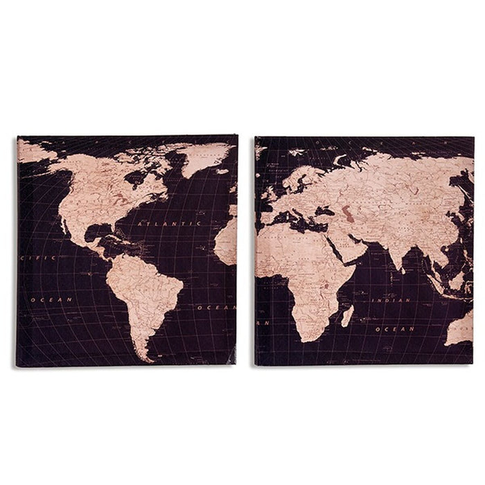 Canvas Gift Decor World Map 1,5 x 28 x 28 cm (36 Units)