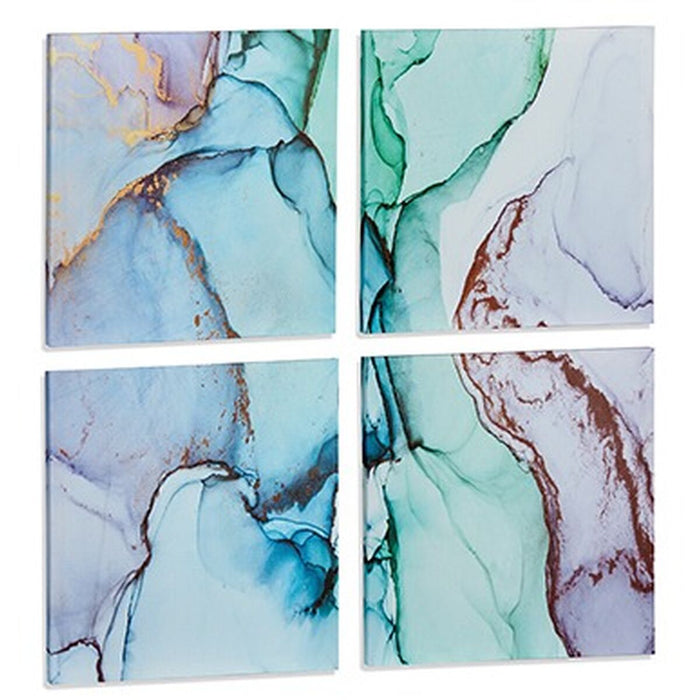 Canvas Gift Decor Canvas 35 x 7 x 35 cm Marble Blue (6 Units)