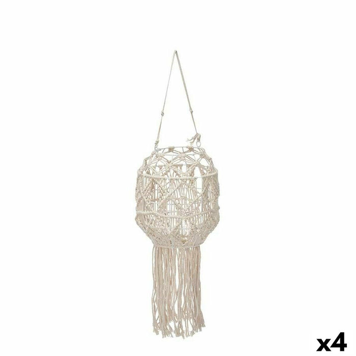 Lantern Gift Decor White Cotton Crystal Macrame 24 x 90 x 24 cm (4 Units)